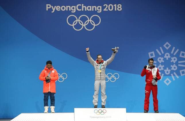 OLYMPICS - 2018 Winter Olympics PYEONGCHANG,SOUTH KOREA,15.FEB.18 - OLYMPICS,NORDIC SKIING, NORDIC COMBINED - Olympic Winter games Winterspiele Spiele Summer games PyeongChang 2018, Medals Plaza, award ceremony. Image shows . GEPAxpictures xAndreasxPranter