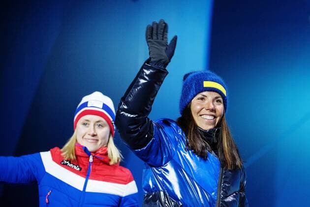 180215 Ragnhild Haga of Norway gold and Charlotte Kalla of Sweden silver at a Medal Ceremony for women s cross country 10 km free during day six of the 2018 Winter Olympics on February 15 2018 in Pyeongchang Photo Joel Marklund BILDBYRAN code JM 87625  Copyright: JOELxMARKLUND BB180215JM108