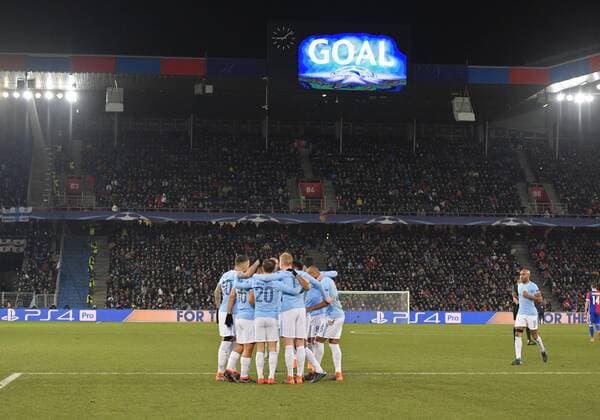 13 02 2018 football UEFA Champions League 2017 2018 knockout FC Basel Manchester City at St James Park Stadium in Basel Switzerland GOAL goal for Manchester