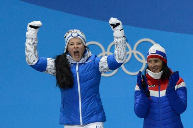 February 15, 2018 - Pyeongchang, South Korea - KRISTA PARMAKOSKI of Finland celebrates receiving the bronze medal for the Ladies 10km Free cross-country event In the PyeongChang Olympic Games Olympische Spiele Olympia OS PyeongChang 18: Cross Country Skiing Women zFinland - ZUMAl132 20180215_zap_l132_006 Copyright: xChristopherxLevyx