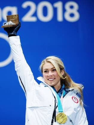 180215 Mikaela Shiffrin of United States gold celebrate at a Medal Ceremony for Women s Giant Slalom during day six of the 2018 Winter Olympics on February 15 2018 in Pyeongchang Photo Joel Marklund BILDBYRAN code JM 87625  Copyright: JOELxMARKLUND BB180215JM157