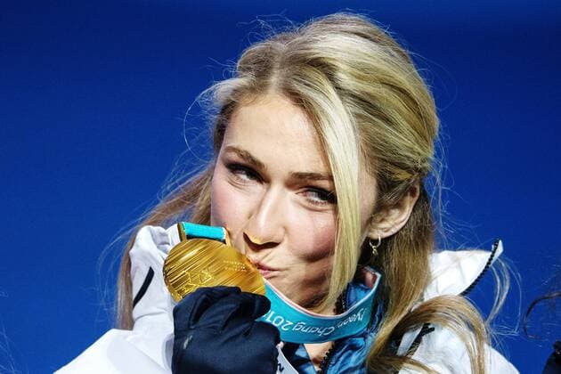 180215 Mikaela Shiffrin of United States gold celebrate at a Medal Ceremony for Women s Giant Slalom during day six of the 2018 Winter Olympics on February 15 2018 in Pyeongchang Photo Joel Marklund BILDBYRAN code JM 87625  Copyright: JOELxMARKLUND BB180215JM160