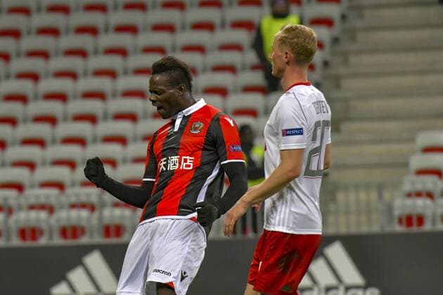 Europa League, OGC Nice - Lokomotive Moskau Mario Balotelli (OGC Nice) - Joie FOOTBALL : OGC Nice vs Lokomotiv Moscou - Ligue Europa - 15 02 2018 NorbertScanella Panoramic 