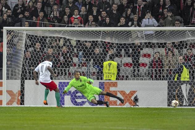 Europa League, OGC Nice - Lokomotive Moskau But Lokomotiv Moscou - Walter Benitez (OGC Nice) - Manuel Fernandes (Lokomotiv Moscou) FOOTBALL : OGC Nice vs Lokomotiv Moscou - Ligue Europa - 15 02 2018 NorbertScanella Panoramic 