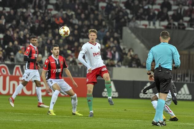 Aleksei Miranchuk (Lokomotiv Moscou) - Pierre Lees Melou (OGC Nice) FOOTBALL : OGC Nice vs Lokomotiv Moscou - Ligue Europa - 15 02 2018 NorbertScanella Panoramic 