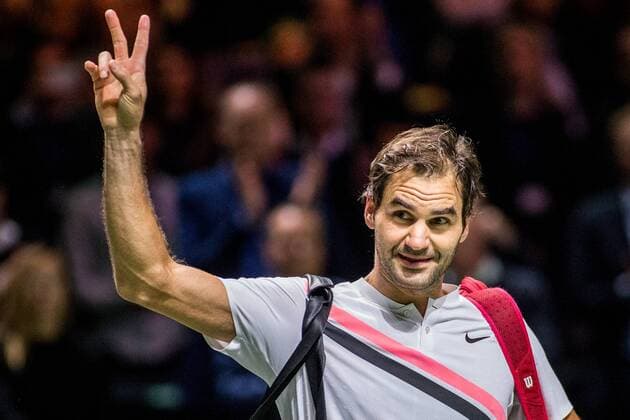 ROTTERDAM: 15-02-2018, ABN Amro WTT Dag 4, Rotterdam, Tennis, Ahoy, Roger Federer in actie tegen Philipp Kohlschreiber ABN Amro WTT Rotterdam Dag 4 