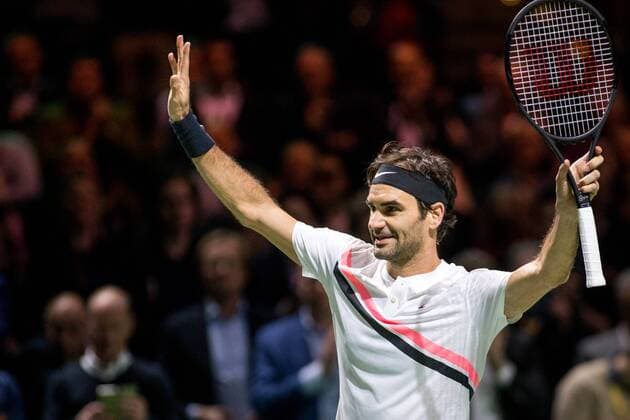 ROTTERDAM: 15-02-2018, ABN Amro WTT Dag 4, Rotterdam, Tennis, Ahoy, Roger Federer in actie tegen Philipp Kohlschreiber ABN Amro WTT Rotterdam Dag 4 