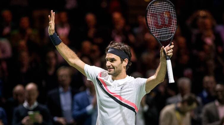 ROTTERDAM: 15-02-2018, ABN Amro WTT Dag 4, Rotterdam, Tennis, Ahoy, Roger Federer in actie tegen Philipp Kohlschreiber ABN Amro WTT Rotterdam Dag 4 