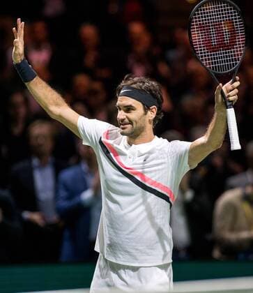 ROTTERDAM: 15-02-2018, ABN Amro WTT Dag 4, Rotterdam, Tennis, Ahoy, Roger Federer in actie tegen Philipp Kohlschreiber ABN Amro WTT Rotterdam Dag 4 