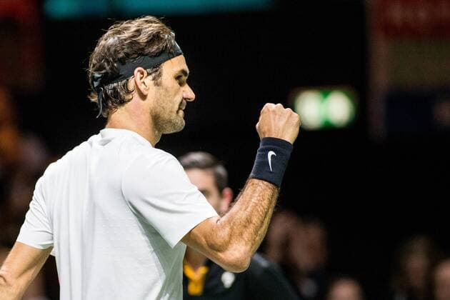 ROTTERDAM: 15-02-2018, ABN Amro WTT Dag 4, Rotterdam, Tennis, Ahoy, Roger Federer in actie tegen Philipp Kohlschreiber ABN Amro WTT Rotterdam Dag 4 
