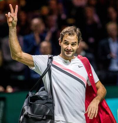 ROTTERDAM: 15-02-2018, ABN Amro WTT Dag 4, Rotterdam, Tennis, Ahoy, Roger Federer in actie tegen Philipp Kohlschreiber ABN Amro WTT Rotterdam Dag 4 