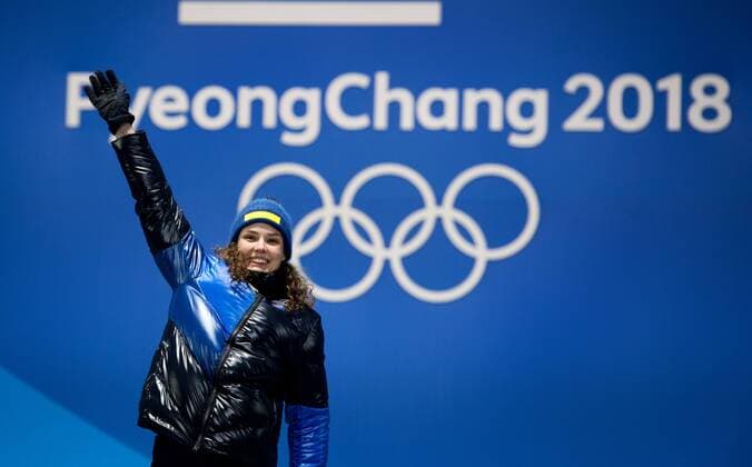 180216 Hanna Oberg of Sweden gold celebrate at a Medal Ceremony for women s 15 km biathlon during day seven of the 2018 Winter Olympics on February 16 2018 in Pyeongchang Photo Jon Olav Nesvold BILDBYRAN code JE 160172  Copyright: JONxOLAVxNESVOLD BB180216JE065