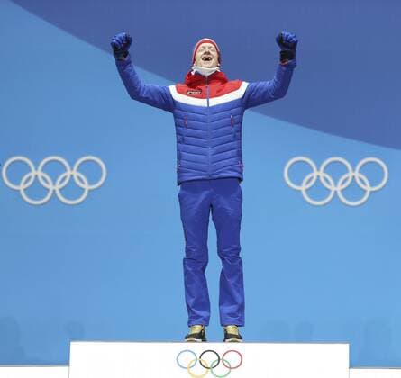 (180216) -- PYEONGCHANG, Feb. 16, 2018 -- Champion Norway s Johannes Thingnes Boe celebrates during medal ceremony of men s 20km individual event of biathlong at 2018 PyeongChang Winter Olympic Games Olympische Spiele Olympia OS at Medal Plaza, PyeongChang, South Korea, Feb. 16. 2018. ) (SP)OLY-SOUTH KOREA-PYEONGCHANG-BIATHLON-MEN S 20KM INDIVIDUAL-MEDAL CEREMONY BaixXuefei 