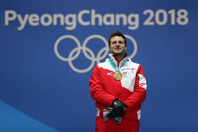 OLYMPICS - 2018 Winter Olympics PYEONGCHANG,SOUTH KOREA,16.FEB.18 - OLYMPICS, ALPINE SKIING - Olympic Winter games Winterspiele Spiele Summer games PyeongChang 2018, Medals Plaza, Super G, men, award ceremony. Image shows Matthias Mayer (AUT). GEPAxpictures xMathiasxMandl