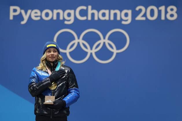 OLYMPICS - 2018 Winter Olympics PYEONGCHANG,SOUTH KOREA,16.FEB.18 - OLYMPICS, ALPINE SKIING - Olympic Winter games Winterspiele Spiele Summer games PyeongChang 2018, Medals Plaza, slalom, ladies, award ceremony. Image shows Frida Hansdotter (SWE). GEPAxpictures xMathiasxMandl
