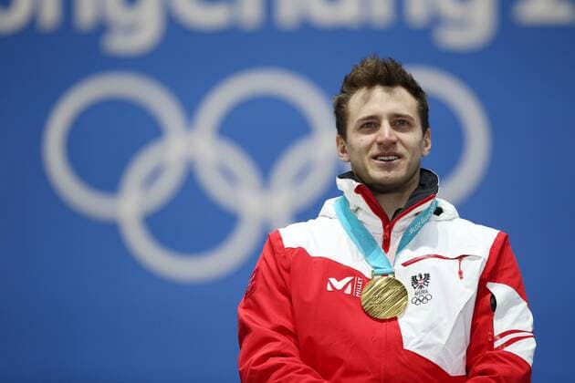 OLYMPICS - 2018 Winter Olympics PYEONGCHANG,SOUTH KOREA,16.FEB.18 - OLYMPICS, ALPINE SKIING - Olympic Winter games Winterspiele Spiele Summer games PyeongChang 2018, Medals Plaza, Super G, men, award ceremony. Image shows Matthias Mayer (AUT). GEPAxpictures xMathiasxMandl