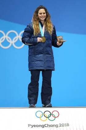 OLYMPICS - 2018 Winter Olympics PYEONGCHANG,SOUTH KOREA,16.FEB.18 - OLYMPICS, SNOWBOARDING - Olympic Winter games Winterspiele Spiele Summer games PyeongChang 2018, Medals Plaza, snowboard cross, women, award ceremony. Image shows Michela Moioli (ITA). GEPAxpictures xMathiasxMandl