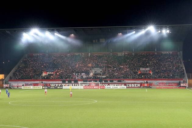 22 match day football Regionalliga West red white food Bonner SC on 16 02 2018 in the stadium Essen in Essen choreography of fans of Rot Weiss Essen 111 birthday