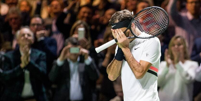 Bilder des Tages - SPORT ROTTERDAM: 16-02-2018, ABN Amro WTT Dag 4, Rotterdam, Tennis, Ahoy, Roger Federer N1 van de wereld en verslaat Robin Haase ABN Amro WTT Rotterdam Dag 5  x1984064x