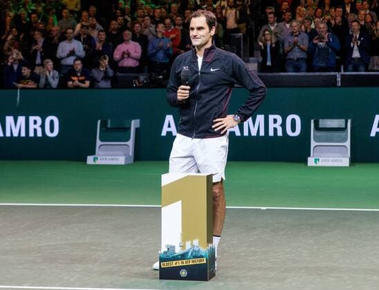 ROTTERDAM: 16-02-2018, ABN Amro WTT Dag 4, Rotterdam, Tennis, Ahoy, Roger Federer N1 van de wereld en verslaat Robin Haase ABN Amro WTT Rotterdam Dag 5  x1984068x