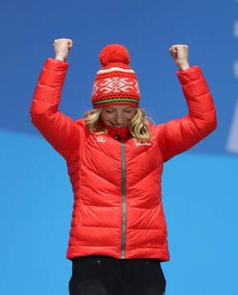 (180217) -- PYEONGCHANG, Feb. 17, 2018 -- Champion Hanna Huskova of Belarus celebrates during the medal ceremony of ladies aerials of freestyle skiing at 2018 PyeongChang Winter Olympic Games Olympische Spiele Olympia OS at the Medal Plaza in PyeongChang, South Korea, on Feb. 17, 2018. ) (SP)OLY-SOUTH KOREA-PYEONGCHANG-FREESTYLE SKIING-LADIES AERIALS-MEDAL CEREMONY WuxZhuang 