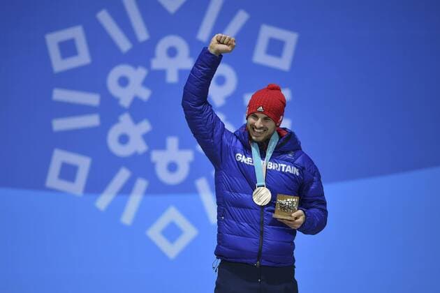 DOM PARSONS GBR 3 square bronze bronze medal bronze medalist skeleton men men victory ceremony PyeongChang Olympic medals Plaza ceremony on 16 02 2018 Winter Olympics 2018 from 09 02 25 02 2018 in PyeongChang Korea Â