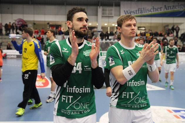 Disappointment at v l Benjamin Herth DJK Rimpar wolves 64 Julian Sauer DJK Rimpar wolves 68 ASV Hamm Westphalia vs DJK Rimpar wolves 2 handball Bundesliga 17 02 2018 Hamm Copyright: xEIBNER JanxStrohdiekx EP_JSK