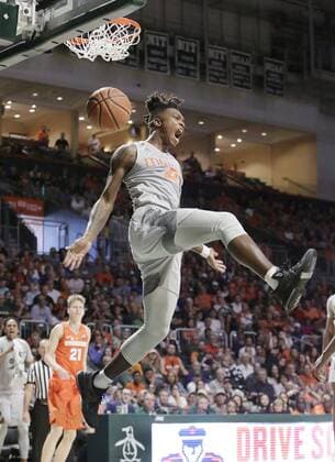 February 17, 2018 - Coral Gables, FL, USA - Miami s Lonnie Walker IV (4) dunks against Syracuse on Saturday, Feb., 17, 2018, at Watsco Center in Coral Gables, Fla. Syracuse won, 62-55. Syracuse at Miami - ZUMAm67_ 20180217_zaf_m67_091 Copyright: xAndrewxUlozax