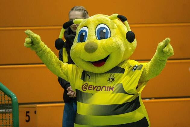The mascot of Borussia Dortmund Emma lifts the arms at the game Borussia Dortmund vs. TV Nellingen handball ladies 1 Bundesliga 17 02 2018 Dortmund Copyright: xEIBNER MarioxHommesx EP_MHS