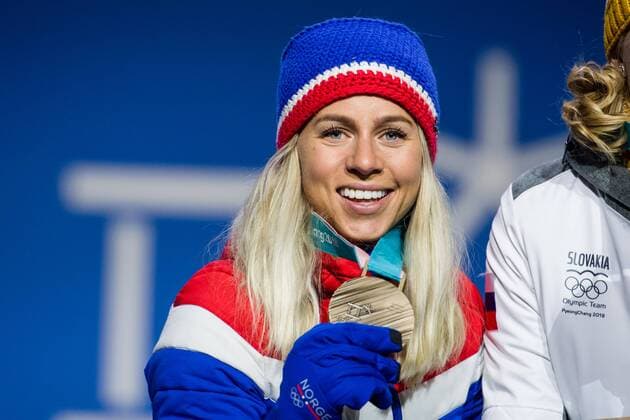 180218 Marte Olsbu of Norway Bronze celebrating at a Medal Ceremony for Women s 12 5 km Mass Start during day nine of the 2018 Winter Olympics on February 18 2018 in Pyeongchang Photo Petter Arvidson BILDBYR N code PA 91980  Copyright: PETTERxARVIDSON BB180218PA137