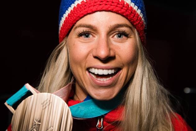 180218 Marte Olsbu of Norway Bronze celebrating with her Bronze medal at a Medal Ceremony for Women s 12 5 km Mass Start during day nine of the 2018 Winter Olympics on February 18 2018 in Pyeongchang Photo Petter Arvidson PA BILDBYRAN code 91980  Copyright: PETTERxARVIDSON BB180218PA149