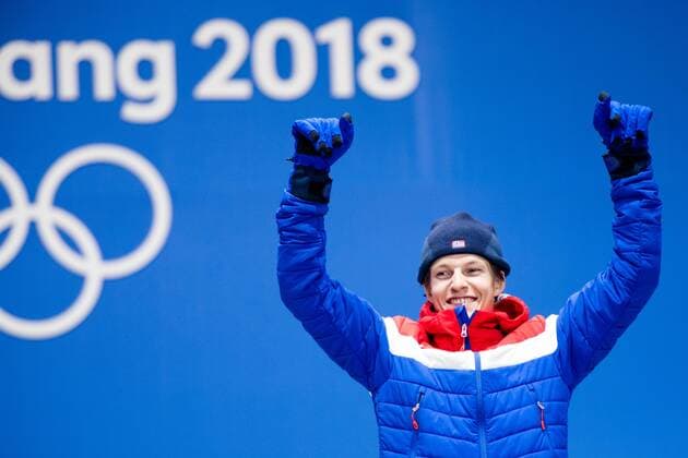 180218 oystein Braten of Norway Gold celebrating with his gold medal at the Medal Ceremony for Men s Ski Slopestyle during day nine of the 2018 Winter Olympics on February 18 2018 in Pyeongchang Photo Petter Arvidson PA BILDBYRAN code 91980  Copyright: PETTERxARVIDSON BB180218PA154