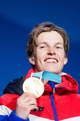 180218 Nick Goeppere of United States Silver oystein Braten of Norway Gold Alex Beaulieu Marchand of Canada Bronze celebrating with his gold medal at the Medal Ceremony for Men s Ski Slopestyle during day nine of the 2018 Winter Olympics on February 18 2018 in Pyeongchang Photo Petter Arvidson PA BILDBYRAN code 91980  Copyright: PETTERxARVIDSON BB180218PA157
