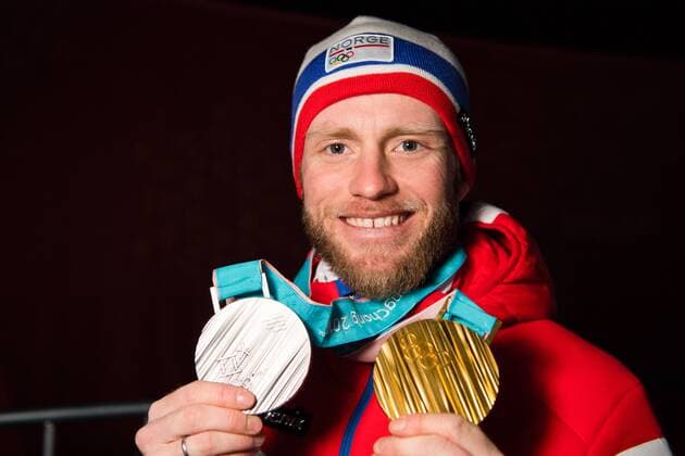 180218 Martin Johnsrud Sundby of Norway celebrating with his medals at a Medal Ceremony for the Men s 4 x 10 km Relay during day nine of the 2018 Winter Olympics on February 18 2018 in Pyeongchang Photo Petter Arvidson PA BILDBYRAN code 91980  Copyright: PETTERxARVIDSON BB180218PA184