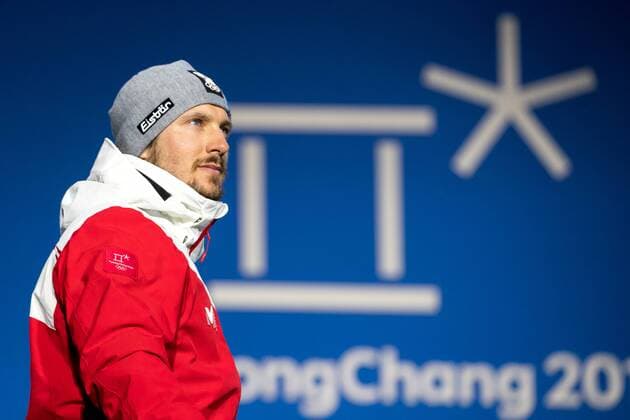 PyeongChang 2018 - Ski Alpin, Riesenslalom Herren Siegerehrung OLYMPICS - 2018 Winter Olympics PYEONGCHANG,SOUTH KOREA,18.FEB.18 - OLYMPICS, ALPINE SKIING - Olympic Winter games Winterspiele Spiele Summer games PyeongChang 2018, Medals Plaza, giant slalom, men, award ceremony. Image shows Marcel Hirscher (AUT). GEPAxpictures xMaticxKlansek