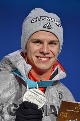 Andreas Walker GER silver medal medal ski jumping large hill ski jumping large hill victory ceremony PyeongChang Olympic medals Plaza ceremony on 18 02 2018 Winter Olympics 2018 from 09 02 25 02 2018 in PyeongChang of South Korea