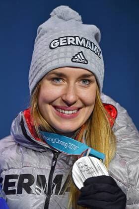 Jacqueline LOELLING GER silver medal medal skeleton women women victory ceremony PyeongChang Olympic medals Plaza ceremony on 18 02 2018 Winter Olympics 2018 from 09 02 25 02 2018 in PyeongChang of South Korea