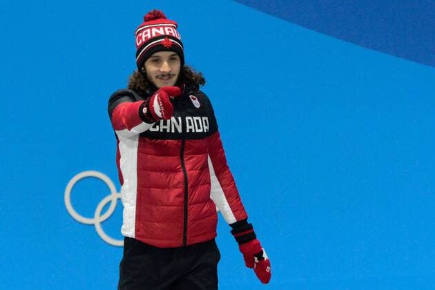 February 18, 2018 - Pyeongchang, South Korea - SAMUEL GIRARD of Canada celebrates getting the gold medal in the Men s 1000m short track Speed skating Eisschnelllauf event in the PyeongChang Olympic Games Olympische Spiele Olympia OS Pyeongchang 18: Medal Winners - ZUMAl132 20180218_zap_l132_053 Copyright: xChristopherxLevyx