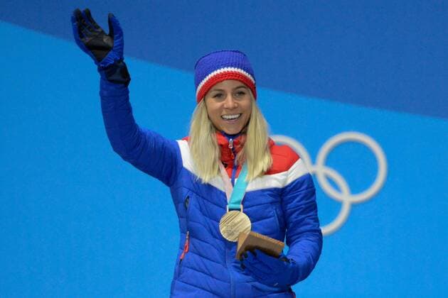 February 18, 2018 - Pyeongchang, South Korea - TIRIL ECKHOFF of Norway celebrates getting the bronze medal in the Women s 12.5km Mass Start Biathlon event in the PyeongChang Olympic Games Olympische Spiele Olympia OS Pyeongchang 18: Medal Winners - ZUMAl132 20180218_zap_l132_075 Copyright: xChristopherxLevyx