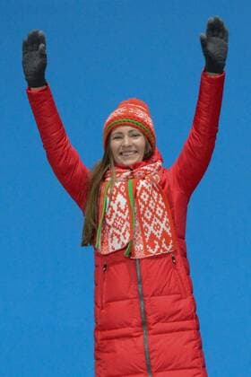 February 18, 2018 - Pyeongchang, South Korea - DARYA DOMRACHEVA of Belarus celebrates getting the silver medal in the Women s 12.5km Mass Start Biathlon event in the PyeongChang Olympic Games Olympische Spiele Olympia OS Pyeongchang 18: Medal Winners - ZUMAl132 20180218_zap_l132_076 Copyright: xChristopherxLevyx