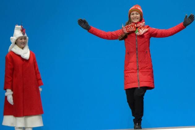 February 18, 2018 - Pyeongchang, South Korea - DARYA DOMRACHEVA of Belarus celebrates getting the silver medal in the Women s 12.5km Mass Start Biathlon event in the PyeongChang Olympic Games Olympische Spiele Olympia OS Pyeongchang 18: Medal Winners - ZUMAl132 20180218_zap_l132_079 Copyright: xChristopherxLevyx