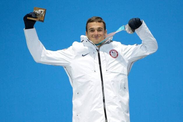 February 18, 2018 - Pyeongchang, South Korea - NICK GOEPPER of the United States celebrates getting the silver medal in the Men s Slopestyle freestyle skiing event in the PyeongChang Olympic Games Olympische Spiele Olympia OS Pyeongchang 18: Medal Winners - ZUMAl132 20180218_zap_l132_118 Copyright: xChristopherxLevyx