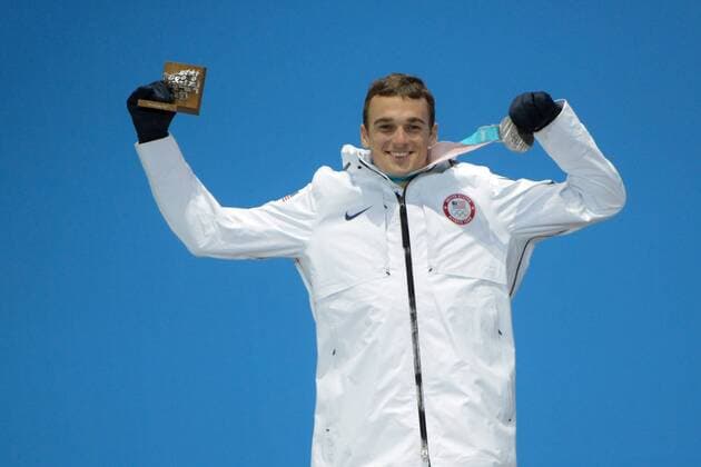 February 18, 2018 - Pyeongchang, South Korea - NICK GOEPPER of the United States celebrates getting the silver medal in the Men s Slopestyle freestyle skiing event in the PyeongChang Olympic Games Olympische Spiele Olympia OS Pyeongchang 18: Medal Winners - ZUMAl132 20180218_zap_l132_119 Copyright: xChristopherxLevyx