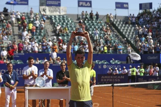 Austrian tennis player Dominic Thiem rises the trophy of the Argentina Tennis Open after beating Slovak Aljaz Bedene in Buenos Aires, Argentina, 18 February 2018. Argentina Tennis Open !ACHTUNG: NUR REDAKTIONELLE NUTZUNG!  Copyright: xDavidxFernandezx BAS001 20180218-636545824858699887