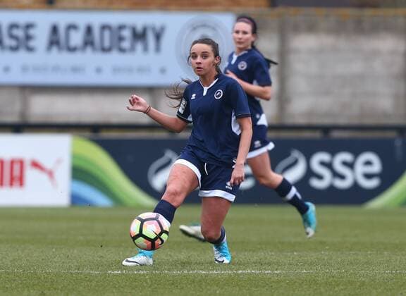 February 18, 2018 - Borehamwood, England, United Kingdom - Leigh Nicol of Millwall Lionesses L.F.C .during The FA Women s Cup Fifth Round match between Arsenal against Millwall Lionesses at Meadow Park Borehamwood FC on 18 Feb 2018 Arsenal v Millwall Lionesses - FA Women s Cup Fifth Round  - ZUMAn230 20180218_zaa_n230_748 Copyright: xKieranxGalvinx