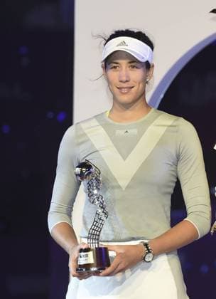 (180219) -- DOHA, Feb. 19, 2018 -- Garbine Muguruza of Spain poses with the trophy after the single s final match against Petra Kvitova of Czech Republic at the 2018 WTA Tennis Damen Qatar Open in Doha, Qatar, on Feb. 18, 2018. Petra Kvitova won 2-1 to claim the title. ) (SP)QATAR-DOHA-TENNIS-WTA-FINAL Nikku 