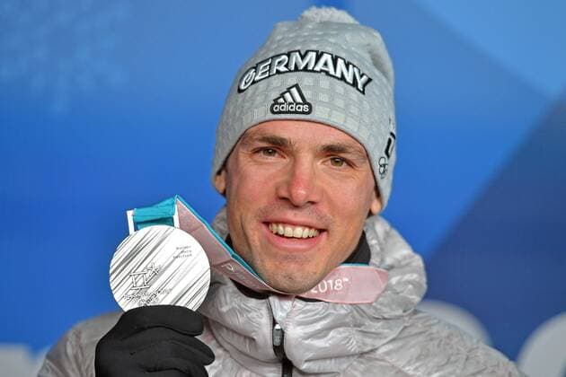 Simon SCHMEPP GER silver medal medal biathlon men s 15 km mass start mass start victory ceremony PyeongChang Olympic medals Plaza ceremony on 19 02 2018 Winter Olympics 2018 from 09 02 25 02 2018 in PyeongChang of South Korea