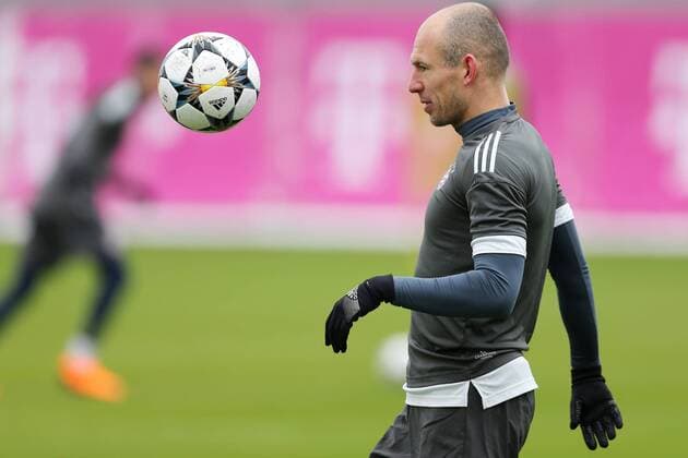 Arjen Robben during the final training of FC Bayern München before the tomorrow s eighth final Hinspiels in the Champions League on 20 02 2018 in the Allianz Arena Munich Copyright: xEIBNER MarcelxEngelbrechtx EP_EER