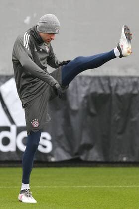 Thomas Mueller during the final training of FC Bayern München before the tomorrow s eighth final Hinspiels in the Champions League on 20 02 2018 in the Allianz Arena Munich Copyright: xEIBNER MarcelxEngelbrechtx EP_EER
