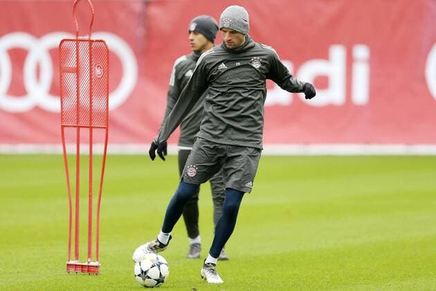 Thomas Mueller during the final training of FC Bayern München before the tomorrow s eighth final Hinspiels in the Champions League on 20 02 2018 in the Allianz Arena Munich Copyright: xEIBNER MarcelxEngelbrechtx EP_EER